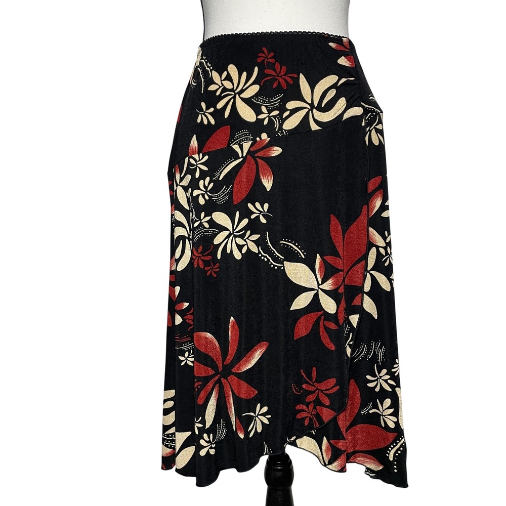 VTG 90s Y2K CLIO Floral Skirt Womens Medium A-Line Asymmetric Hem‎ Fairy Grunge